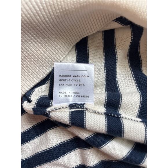 PACT Classic Fine Knit Shell Top Women's XL Blue White Stripe Organic Cotton - Picture 11 of 11